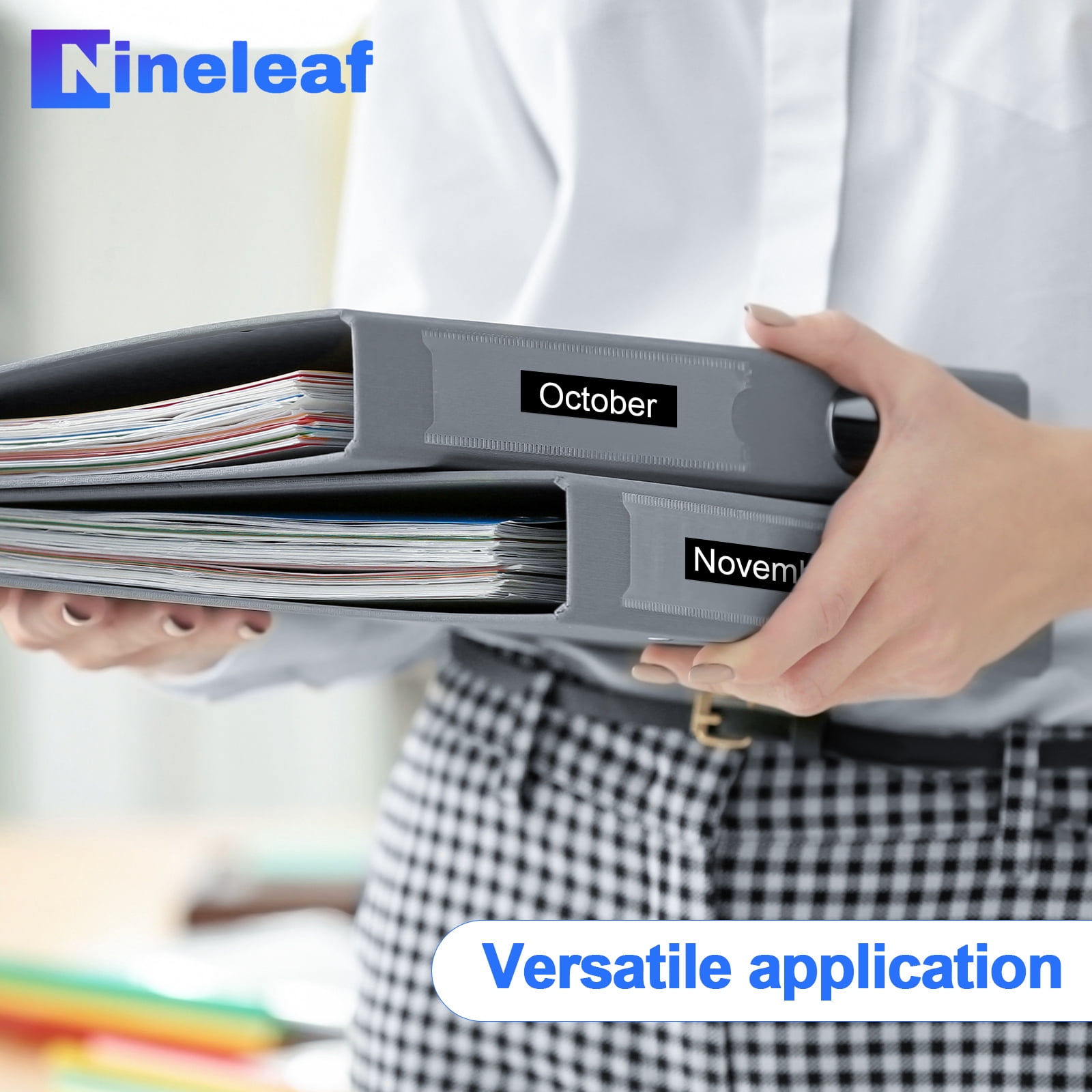 NineLeaf 5PK Compatible for DYMO LetraTag Refills 913318 12mm 1/2" White on Black Plastic Label Maker Tape