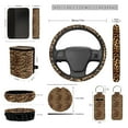 thumbnail image 4 of XYZCANDO Leopard Print Coasters Steering Wheel Cover Center Mirror Cover Car Seat Cover Seat Belt Cover Keychain Lipstick Cover Car Trash Can Personalized Soft Fits Small Sedans, Mini SUVs, 4 of 5