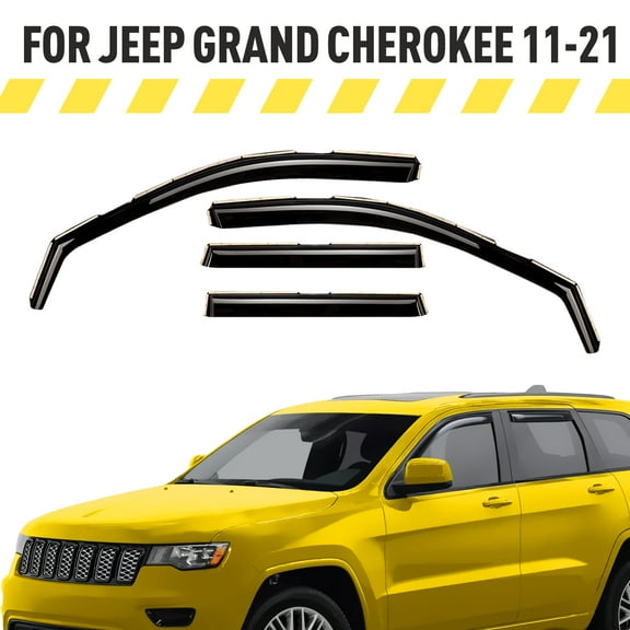 AEROGUYS in-Channel Window Deflectors Extra Durable Window Visors Rain Guards Fit for Jeep Grand Cherokee 2011-2021, Sun Visors, Wind Deflectors, Vent Visors, Car Accessories - 4pcs. AG0256