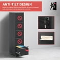 thumbnail image 4 of 5 Drawer Locking File Cabinet with Wheels,Metal Mobile Filing Cabinets,Black Vertical File Cabinet for Home Office,Heavy Duty Storage Cabinet for A4/Letter/Legal Size File,Assembly Required, 4 of 7