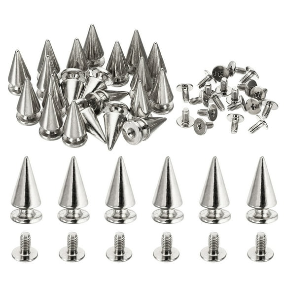 20mm Studs for Clothing, 20 Sets Studs and Spikes Leather Rivets for Clothing Leather Punk, 10x20mm, Silver Tone