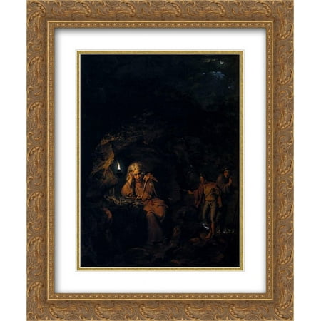 Joseph Wright 2x Matted 20x24 Gold Ornate Framed Art Print 'A Philosopher by Lamp Light'