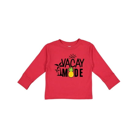 

Inktastic Vacay Mode with Palm Trees Sun and Pineapple Gift Toddler Boy or Toddler Girl Long Sleeve T-Shirt