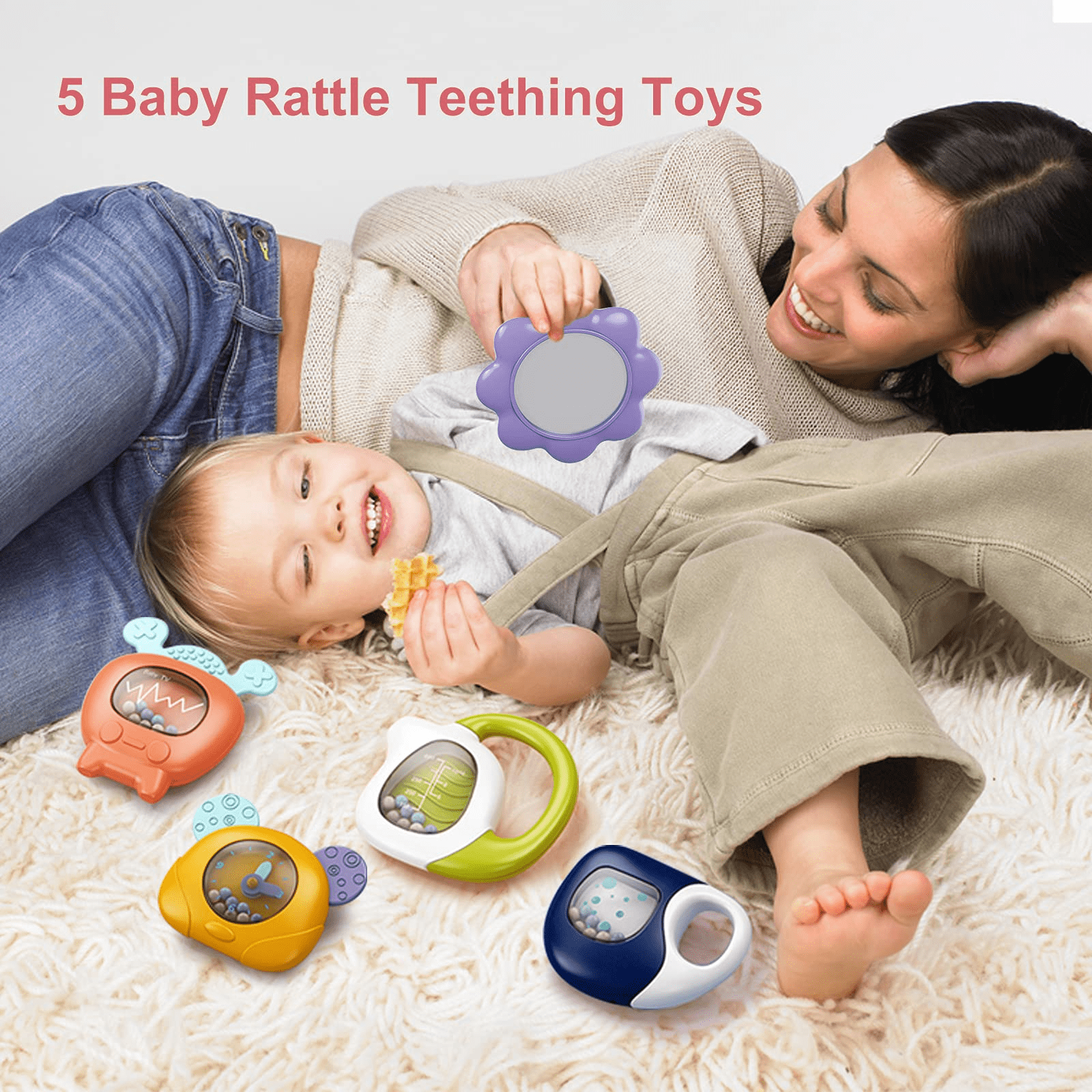 Baby Gym Play Mat, Caveen Musical Fitness Tummy Time Mat, for 0-36 Months Boys Girls, Navy