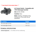 thumbnail image 2 of A/C Control Switch - Compatible with 1995 Volkswagen EuroVan, 2 of 2
