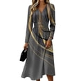 thumbnail image 2 of BOMYJESK Summer Dresses for Women Hugging Slim Beach Wrap Crossover V Neck a Line Dress Casual Vacation Lightweight Breathable Office Dress Light Gray L, 2 of 5