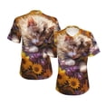 thumbnail image 6 of Zufioo Cute Cat Sunflower Print Women's Classic V-neck T-shirt, V-neck Short-sleeved Tops Home Wear, Suitable for Daily Life, Work, Outdoors-Small, 6 of 7