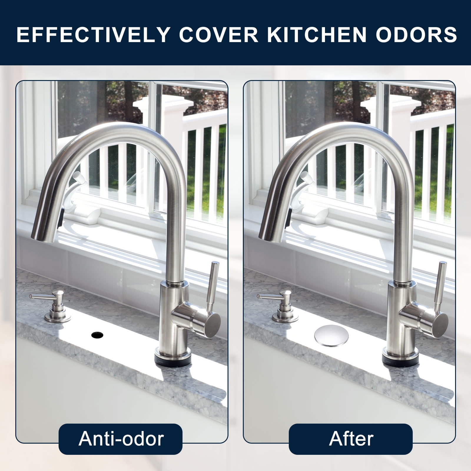 thumbnail image 2 of PINXOR Stainless Steel Sink Hole Cover, Silver Faucet Plate, Kitchen Accessory, Easy Install 2 of 9