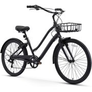 sixthreezero Every Journey Men's Casual Edition 7-Speed Integrated Cable Lock and Basket, Sport Hybrid Cruiser Bicycle, 26 In. Wheels, Matte Black