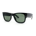 thumbnail image 2 of Retro Hipster Thick High Temple Horn Rim Rectangle Sunglasses Shiny Black - Green, 2 of 4