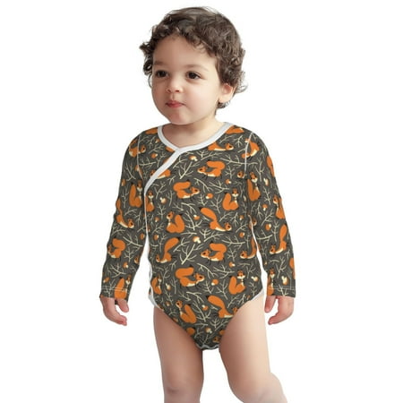 

Haiem Fox And Mushroom Printed Unisex-Baby Long Sleeve Onesies Bodysuits Unisex Babies Snap-Up Rompers-6 Months