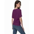 thumbnail image 5 of Women's V-Neck Dolman Top - Short Sleeve Solid Color Blouse with Side Shirring Detail, Casual Loose Fit T-Shirt, 5 of 6
