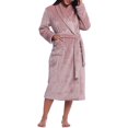 thumbnail image 1 of Women Plush Fleece Robe Long Warm Bathrobe Shawl Collar/Hood, 1 of 6