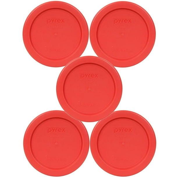 Pyrex 7202PC Red Round Plastic Food Storage Replacement Lid Cover (5