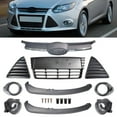 thumbnail image 2 of Fit for Ford Focus (2012-2014) Complete Front Bumper Grilles & Fog Lights Kit, BM5Z-8200-A GNT56215120, Black, 2 of 8