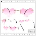 thumbnail image 2 of Retro Dazed Cute Nifty Pixel Heart Rimless Sunglasses Gold - Pink, 2 of 8