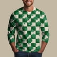 thumbnail image 7 of Men's St. Patrick's Day Shamrock Henley Shirt 3/4 Sleeve Clover Print Top, 7 of 7
