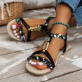 thumbnail image 3 of Dressy Flat Sandals for Women 2025 Boho Flower Braided Comfortable Summer Beach Slingback Dress Sandals, 3 of 7