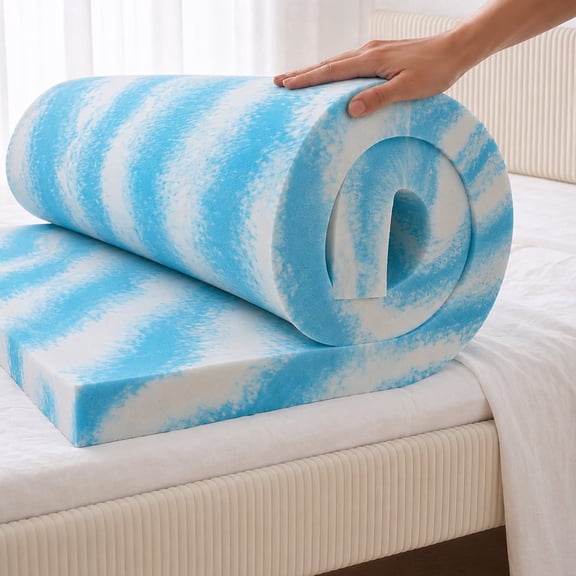 Bestier 2" Queen Size Memory Foam Mattress Topper, High-Density Cooling Gel Foam Bed Topper for Pressure Relief