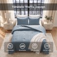 thumbnail image 3 of Regency Heights King/Cal King Comforter Set, 3-Piece Waffle Weave Textured Bedding Set with Soft Lightweight Comforter and Pillow Shams, Cozy 3D Textured Design for All Season, Blue, 3 of 11