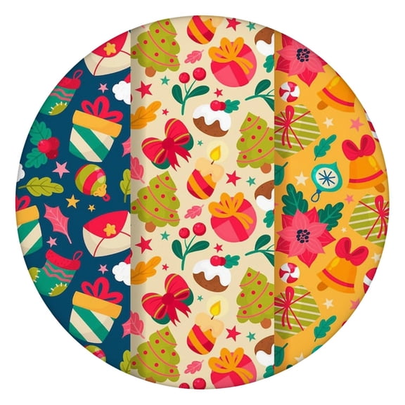 Christmas Table Decor with Elastic Edge Cover, 52-Inch Round Tablecloth for Spill-Resistant Holiday Entertainment and Meals