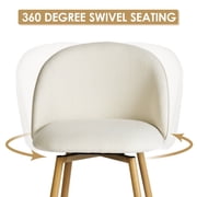 Homy Casa 26 Swivel Counter Height Bar Stools Set of 2, Upholstered Kitchen Island Chairs, Beige
