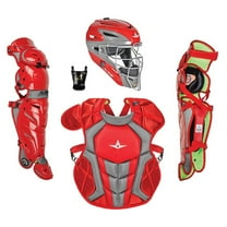 All-Star Sports S7 Axis Ages 9-12 Protective Baseball Catchers Gear, Red