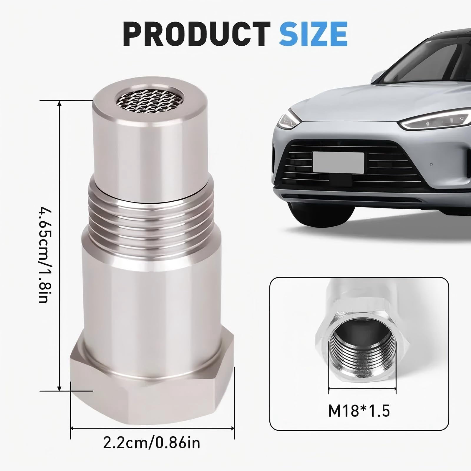 M18x1.5 Straight Universal Catalytic Converter with Filter – Stainless Steel SS304 Exhaust System Replacement, Compatible with Most Vehicles(2PCS)