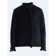 thumbnail image 5 of Free Assembly Women's Ruffle Neck Pointelle Cardigan Sweater, Midweight, Sizes XS-XXL, 5 of 5
