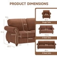 thumbnail image 2 of Poshby Living Room Furniture Set of 3 with Accent Chairs(2pcs), 3 Seater Couch(1pc), Fabric Material for Living Room, Rust, 2 of 11