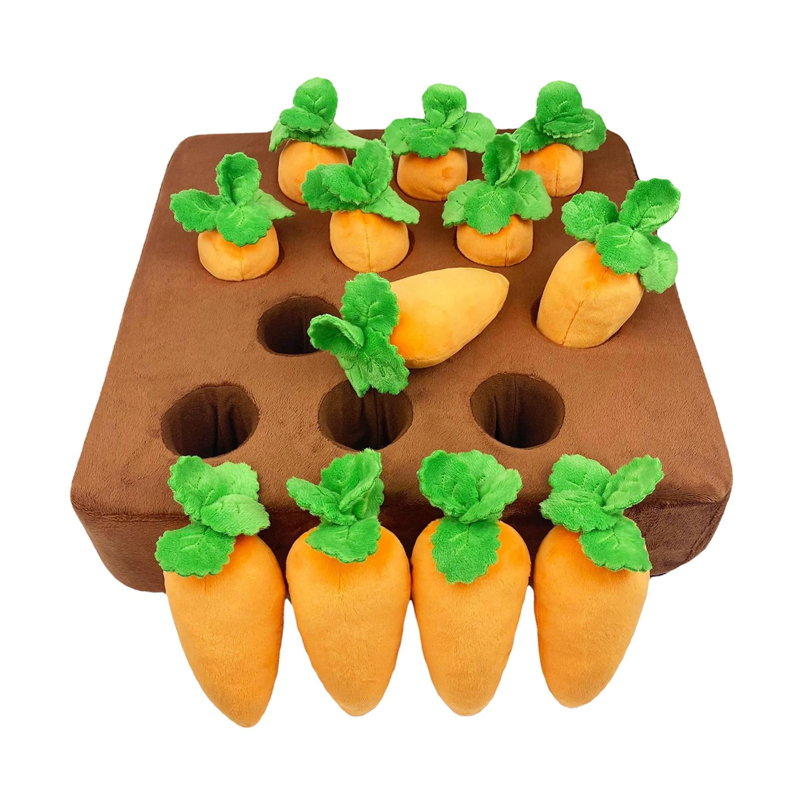Garden Carrot Plush Toy Vegetable Fruit Pet Interactive Puzzle Foraging Training Educational Toy Increase Dog Enrichment Toys , Multi, 36cmx36cm
