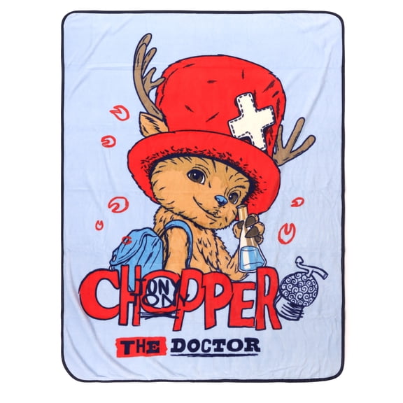 One Piece Chopper Kids Throw Blanket, Soft Coral Fleece, Blue & Red, Netflix, 46" x 60"