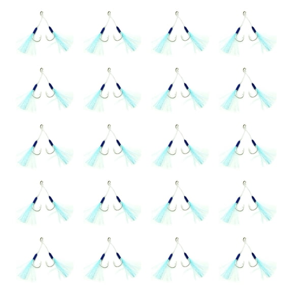 20Pcs Double Fishing Assist Hook, Jigging Hook Slow Falling Jigs Fishing Hook Replacement for Vertical Jigging Lures
