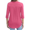 thumbnail image 2 of Women's 3/4 Length Sleeve V Neck Flowy Tunic Blouses Work Tops Shirts with Zippers, 2 of 3