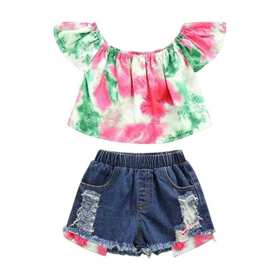 Baby Girl Clothes Outfits Cotton Tie Dye Tops Casual 2PC Set