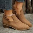 thumbnail image 5 of Leozcaa Women's Ankle Boots Fashion Low Chunky Block Heel Pointed Toe Fall Heeled Short Booties Shoes, 5 of 7