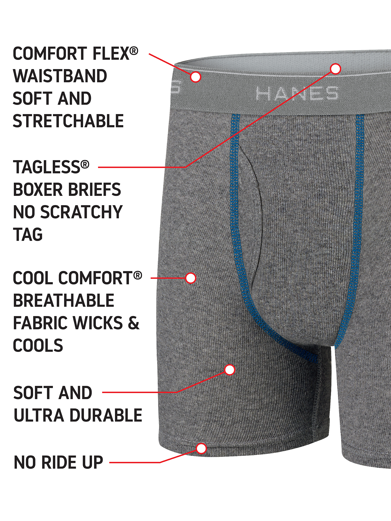 Hanes Boys Boxer Briefs Underwear, 10-Pack photo 3
