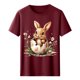 thumbnail image 5 of Tops de Cuello Alto para las Mujeres Amante Impreso Camiseta Cuello Redondo Manga Corta, Poliéster Spandex, 5 of 7