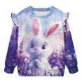 thumbnail image 5 of Yuyamidu Rabbit Sweatshirt for Girls 4T-5T Long Sleeve Ruffle Shoulder Tops Y2K Cute Animal Graphic Sweatshirts Lightweight Comfy Playwear for School Outdoor Play, 5 of 8