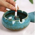 thumbnail image 7 of Ceramic Ashtray with Lids, Cigarette Ashtray Outside Porch Decorations Outdoor, Smoking Accessories for Indoor or Outdoor Use, Ash Holder Tray for Home Office Decorations - Blue, 7 of 7