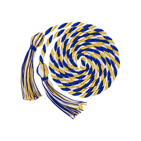 Single Graduation Honor Cord, Tri-Color Twisted Rope with 4-Inch Bulb Tassel, Ideal for High School and College Graduates
