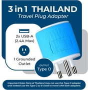 OREI Thailand Travel Plug Adapter with Dual USB - USA Input - Type O (U2U-18)