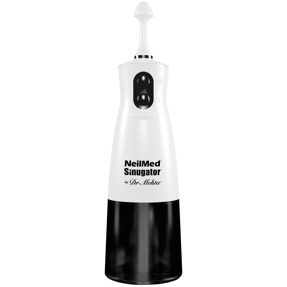 NeilMed Sinugator Cordless Pulsating Nasal Irrigator (Dual Speed) with 30 Premixed Packets and 3 AA Batteries - Black