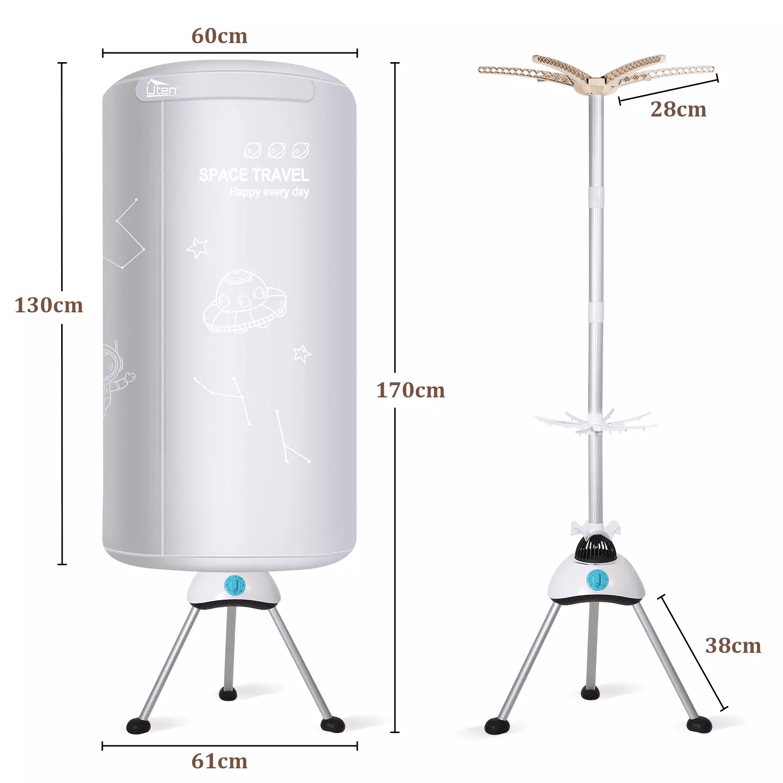 Uten Portable Clothes Dryer Electric Laundry Dryer Machine Foldable Apartments Travel