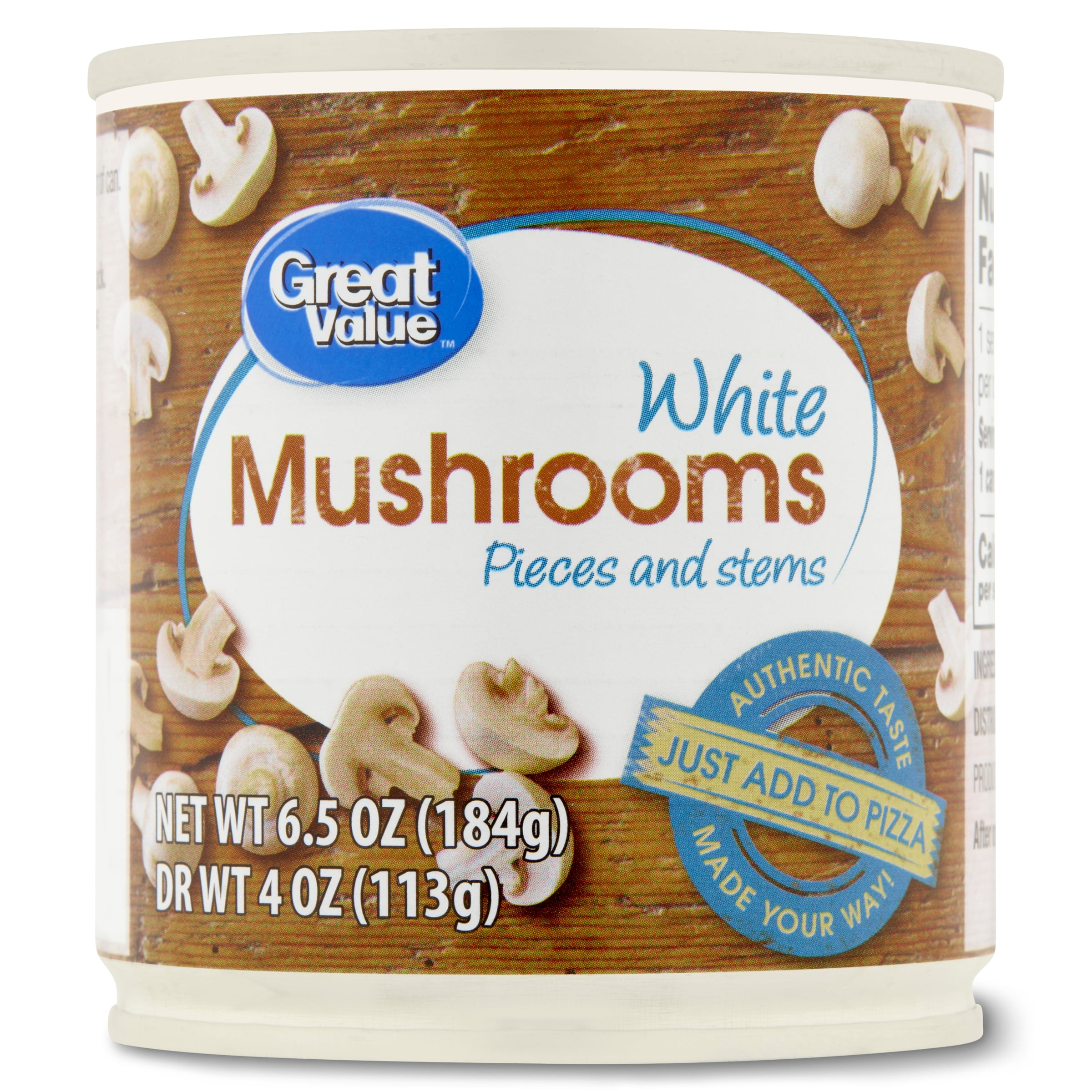 Great Value White Mushrooms Pieces and Stems, 6.5 oz
