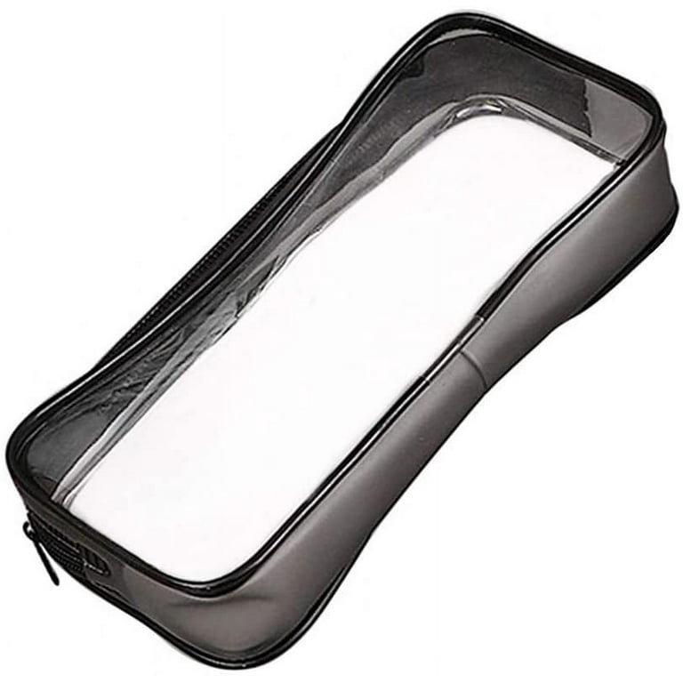 Amerteer 2 Pcs Clear Pencil Case Transparent PVC Big Capacity Pencil Pouch  Pen Bag Cosmetic Pouch with Zipper for School Office Stationery, Black and
