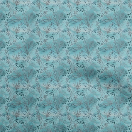 oneOone Cotton Jersey Medium Blue Fabric Leaves Quilting Supplies Print Sewing Fabric By The Yard 58 Inch Wide-aE