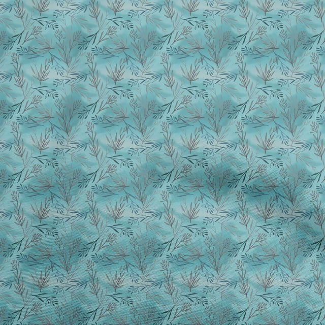 oneOone Polyester Spandex Medium Blue Fabric Leaves Craft Projects Decor Fabric Printed By The Yard 56 Inch Wide-aC