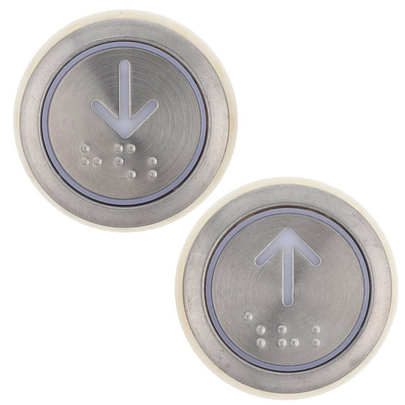 WHAMVOX 2pcs Elevator Button Switch with Braille Stainless Steel Round Elevator Push Button Replacements for Lift and Down Elevator Supplies