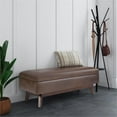 thumbnail image 2 of Bowery Hill 48" Faux Air Leather Storage Ottoman in Chestnut Brown, 2 of 7